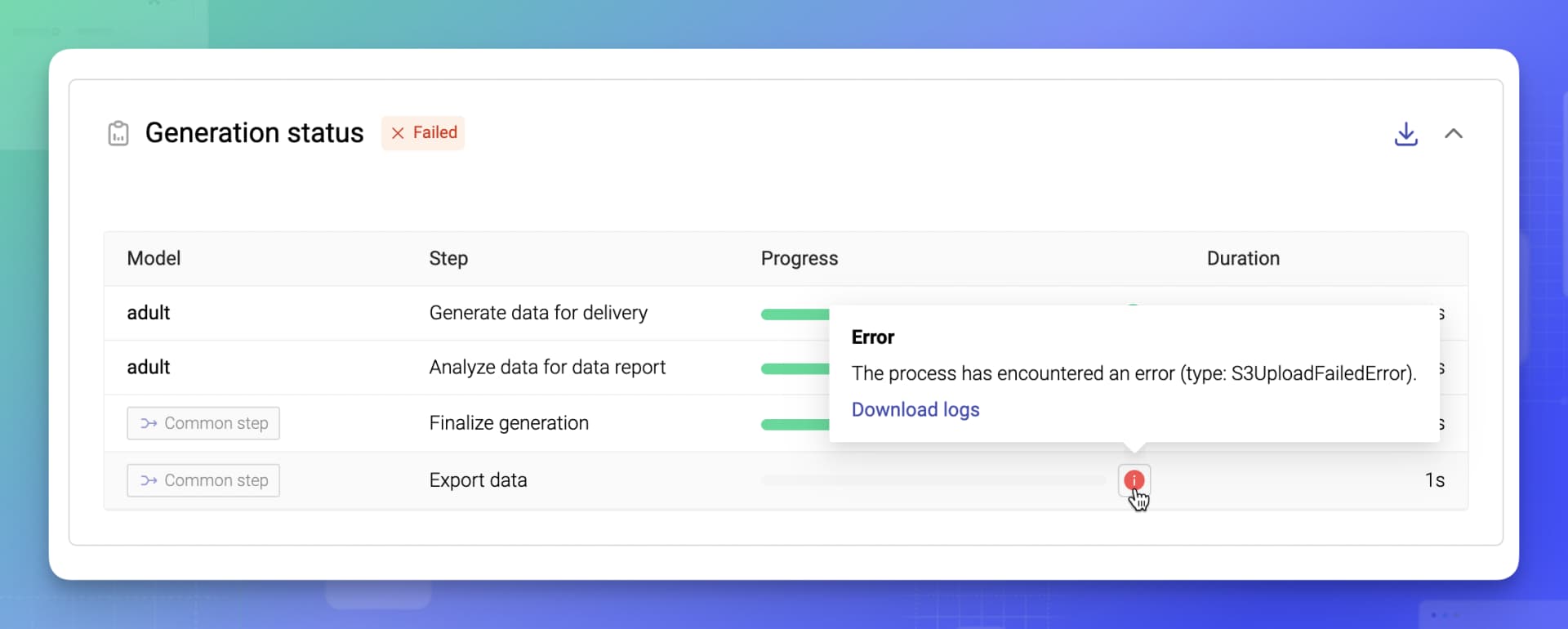 MOSTLY AI - Job failure error